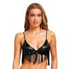 No-pad Wireless Bralette Bra Womens S-3XL - Shiny Sequin Tassel Top with Swing Fringe for Belly Dance Disco