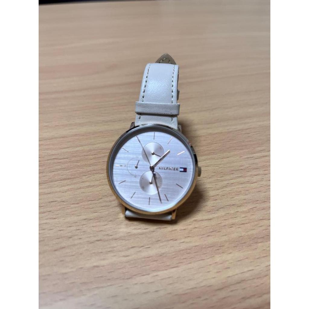 Used TOMMY HILFIGER Watch White Leather Band