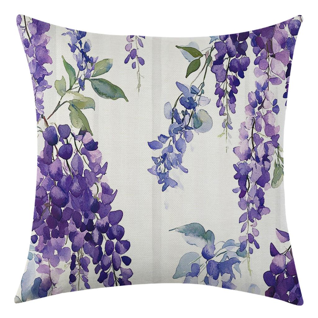 New Nordic Purple Floral Pillowcase for Living Room, Car and Bedroom Decoration