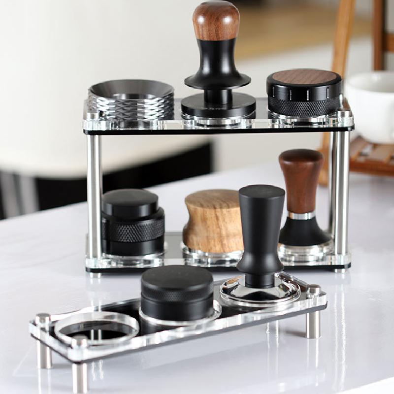 

Акриловый стеллаж для хранения кофейных приборов, двухполочный пресс для порошка, стеллаж для хранения распределителя порошка, подставка для хранения кофейных приборов