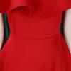 Women Elegant Ruffled High Waist A Line Midi Evening Party Dress