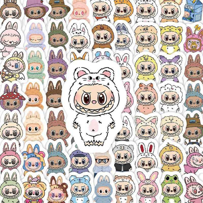 105pcs rabub graffiti stickers cartoon cute labubu guka decorative mobile phone case notebook hand account sticker