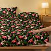 1Pcs Flamingo Banana Pattern Brushed Fitted Sheet, Printed Bed Cover For Bedroom, Bedding (Excluding Pillowcases)