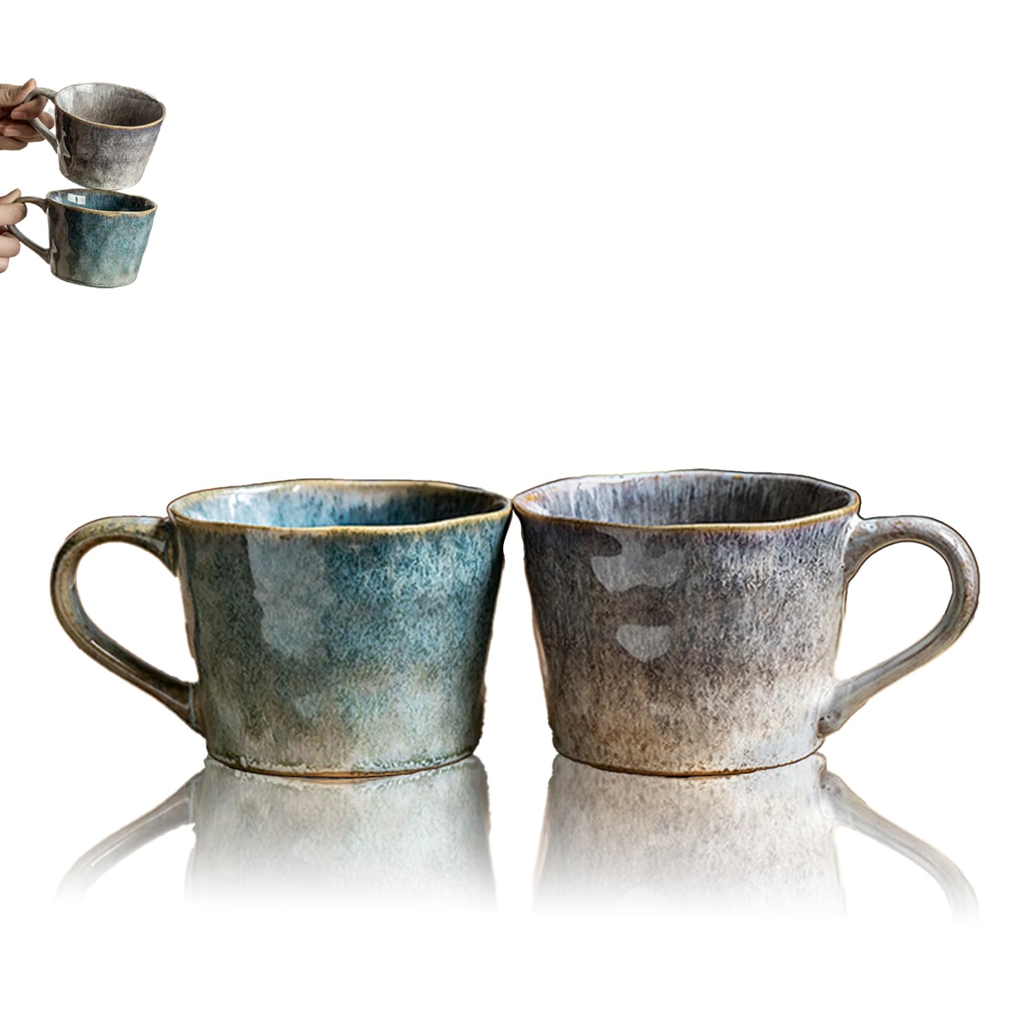 

DZANNC парная глазурованная кружка для воды, кофе, парная 350 мл Подходит для микроволновой печи и посудомоечной машины Ко Дню пожилого человека [Идеальный подарок, набор] С печным изменением