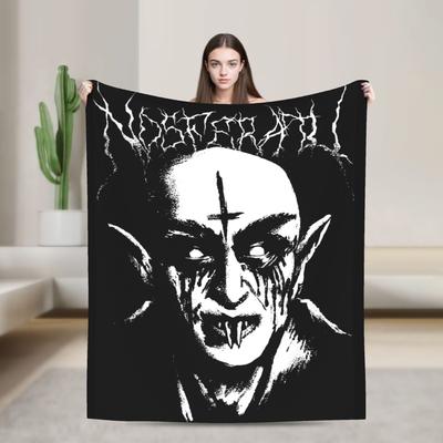 Black Metal Nosferatu Blanket Fuzzy Vintage Breathable Throw Blanket for Bed Sofa Autumn/Winter