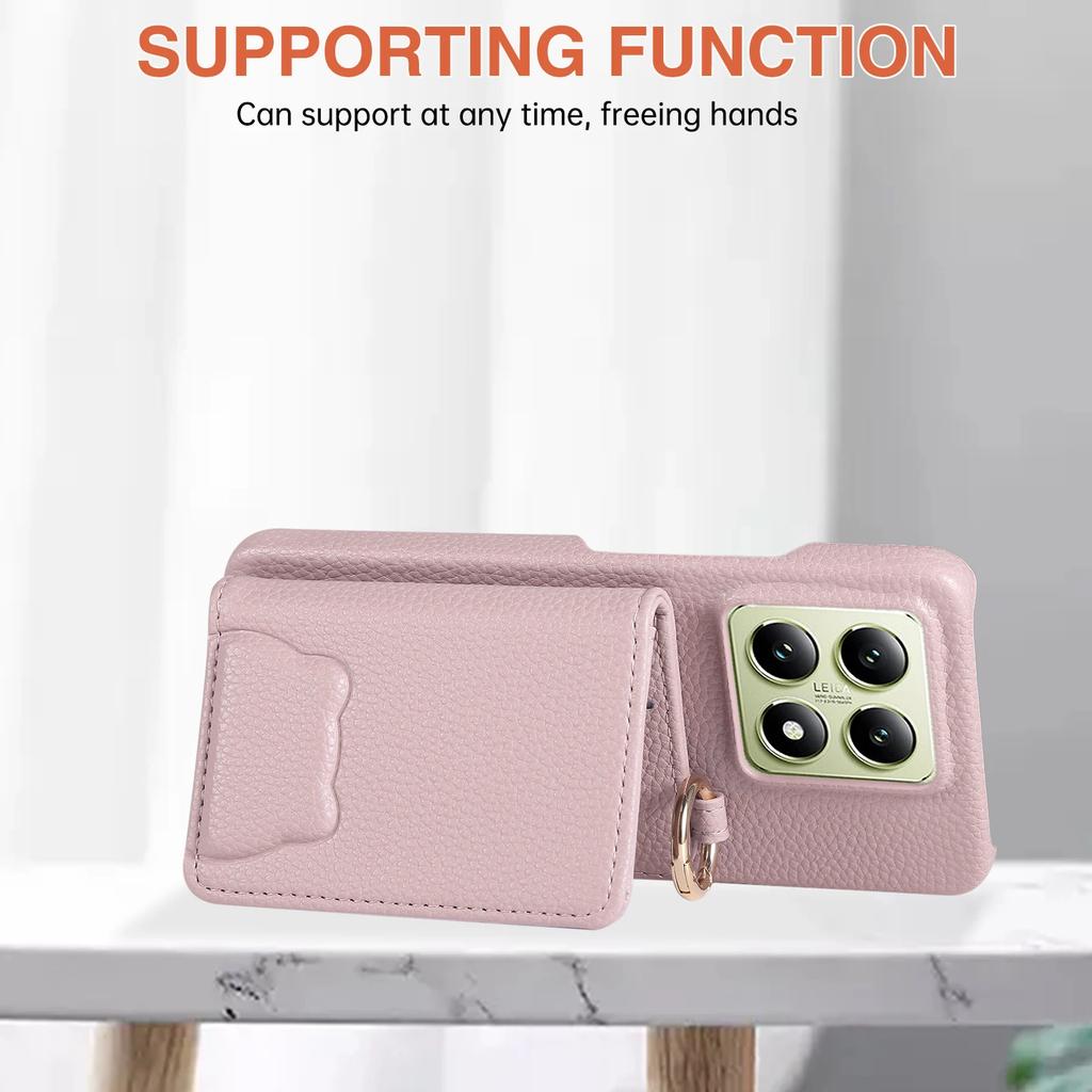 Crossbody Cards Solt Wallet Leather Case For Xiaomi Redmi Note 13 Pro Plus 12 14T 14C 13T 13C POCO X6 Mirror Ring Holder Cover