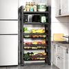 Multi-Layer Kitchen Rack: Extra Thick Microwave, Fruit & Veggie Storage with Wire Baskets & Rollers
