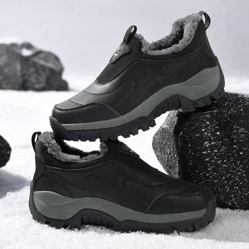 Fashion New Outdoor Winter Men's Snow Boots Warm Plush Walking Boots Men's Loafers Office Shoes Hiking Non-slip Rubber Men's Work Boots