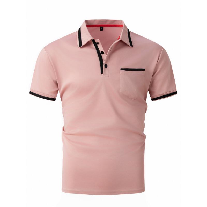 Men's New Summer Pocket Splicing Polo Set Simple Lapel Daily Casual Outfit