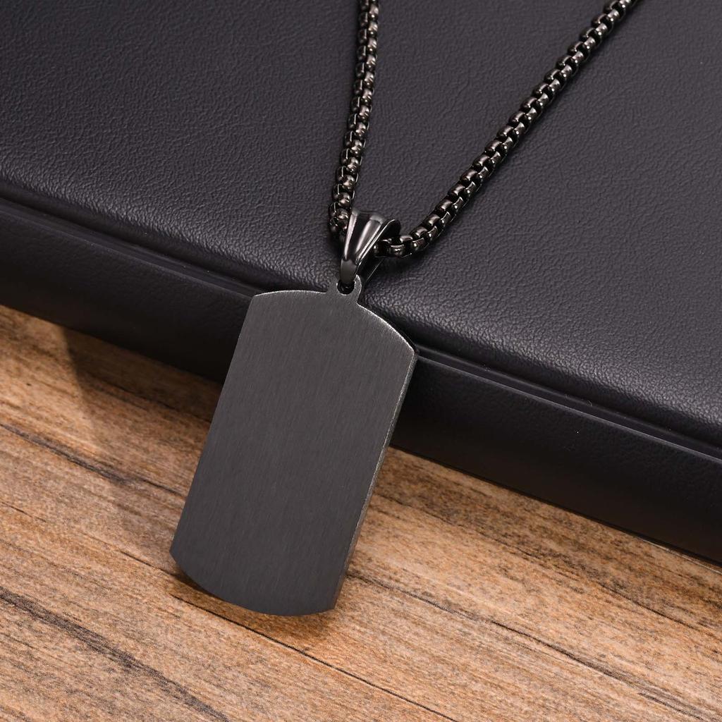 Necklace For Men Stainless Steel Zircon Inlay Geometric Pendant Black Necklace Metal No Fade Anti Rust Fashion Design Jewelry