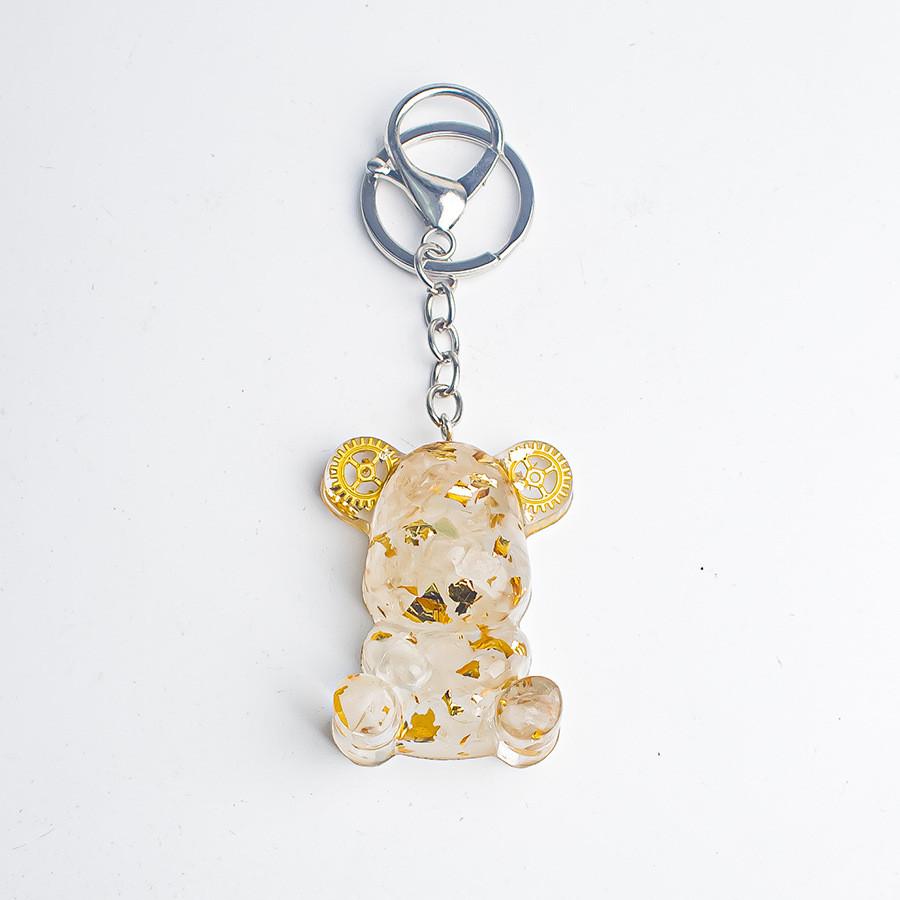 Crystal Stone Bear Pendant With Natural Gemstones For Car Keychain And Gift Use