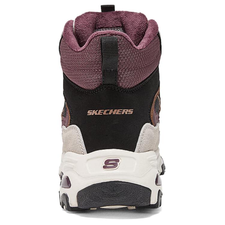Skechers DLites Retro Fashion Versatile Durable High-Top Lifestyle Casual Shoes Women Sneakers Black Purple 168026-BKPR