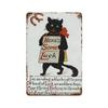 Funny Coffee Sign Retro Cat Posters Metal Tin Sign Vintage Kitchen Signs Coffee Bar Sign Cat Wall Art Poster Cats Home Decor
