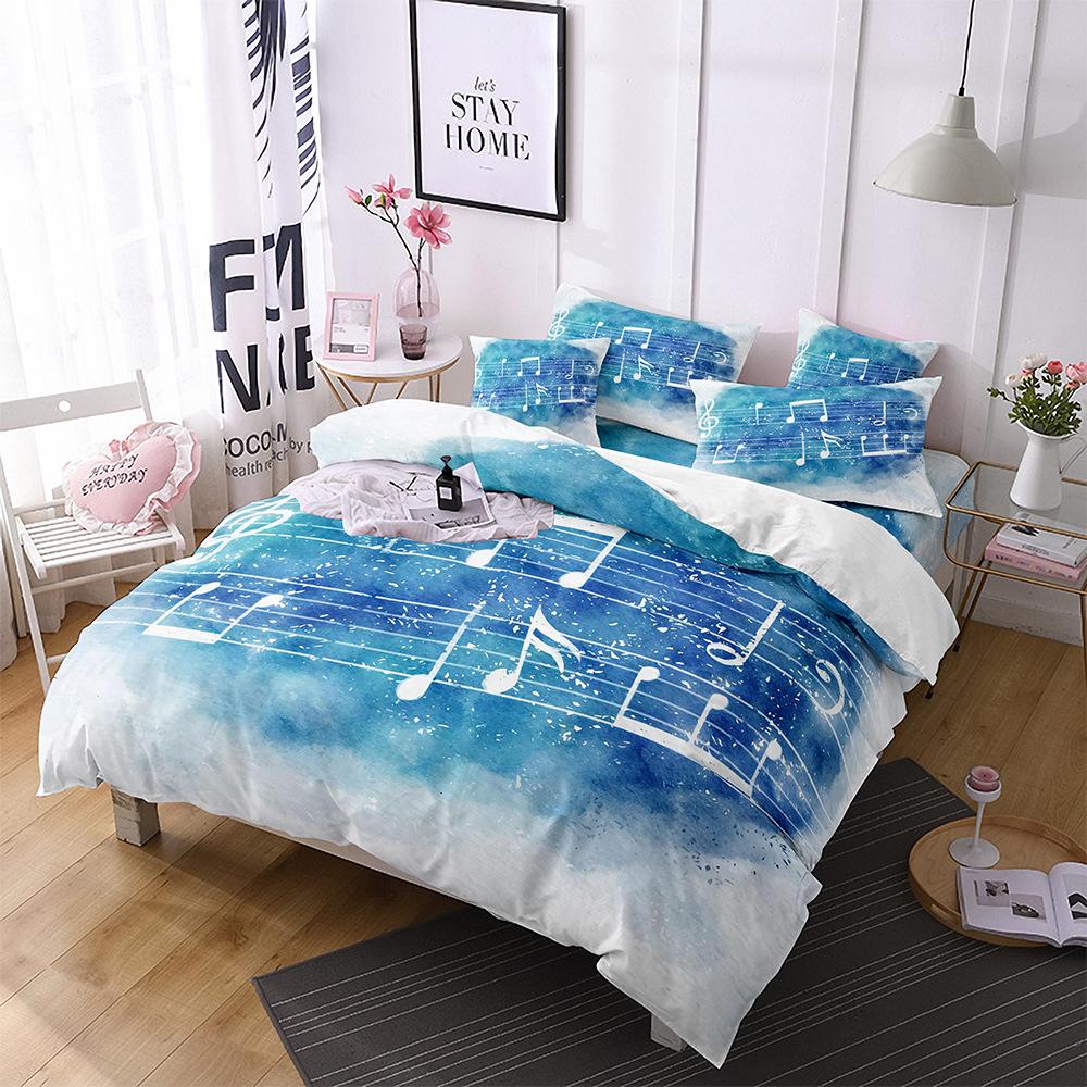 Music Theme Polyester Duvet Cover Set 3D Guitar Piano Bedding Set King Queen Twin Full Size for Kids Boys Girls Room Decoration