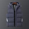 Men's Winter Washed Cotton Vest Large Size Slim Fit Hooded Vest Youth Three Stripes Versatile Sleeveless Jacket