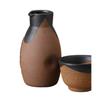 Sake Tokkuri and Ochoko 8cm X Bizen Black Glaze Tokkuri Tokkuri and Sake Cup Set Mino Ware Ale-net Set, Set, H14.3cm, Approx. 300cc, (Large), (2),