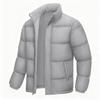 Mens Solid Thick Cotton Puffer Coat Winter Warm Casual Stand Collar Jacket