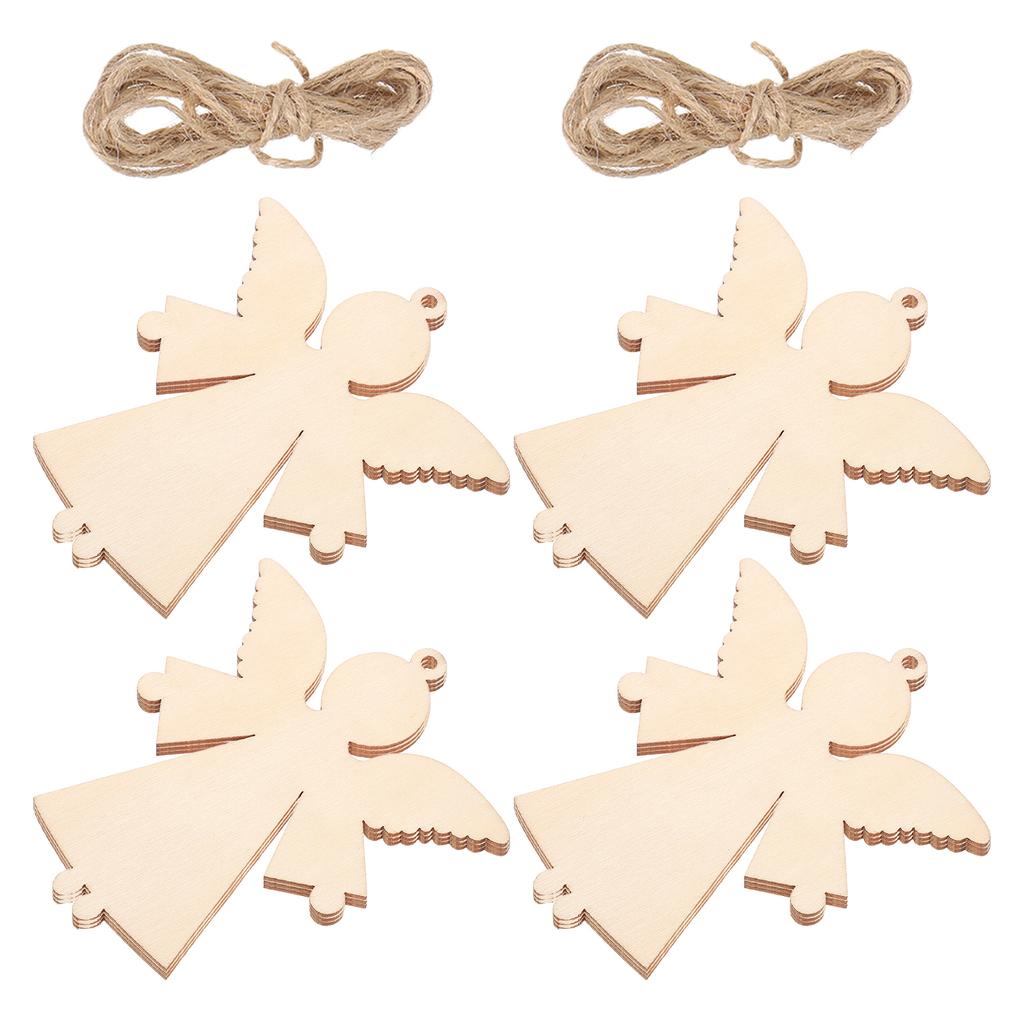 20Pcs Blank Wooden Angel Ornaments for DIY Projects Christmas Wedding Birthday Decorations 10.5x9cm Wood Ornaments