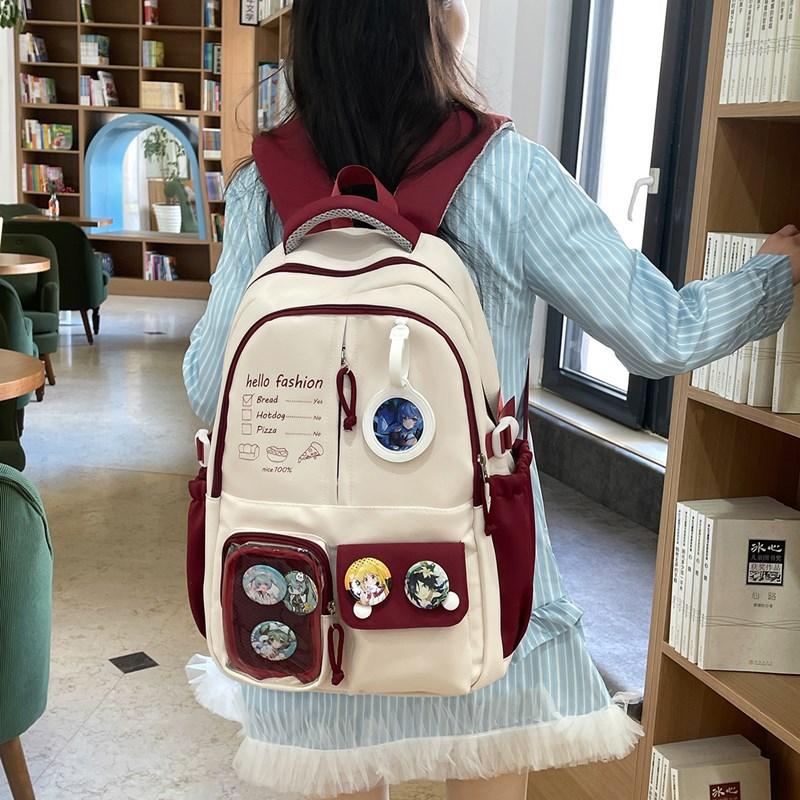 Schoolbag Women's Japan Korean Style Transparent Ita Mochila High Capacity Mochilas Mujer School Bag Hit Color Backpack Preppy Style Backpacks