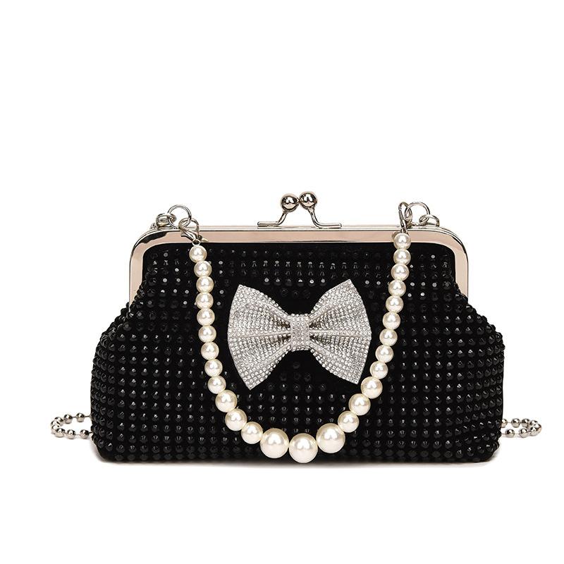 Módní diamantová mašle na večeři, dámská literární kapesní taška přes rameno