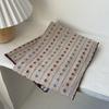 Japanese College Style Retro Literary Brown Brown Color Double-sided Flowers Cotton Scarf Female Student Neck Protection Scarf