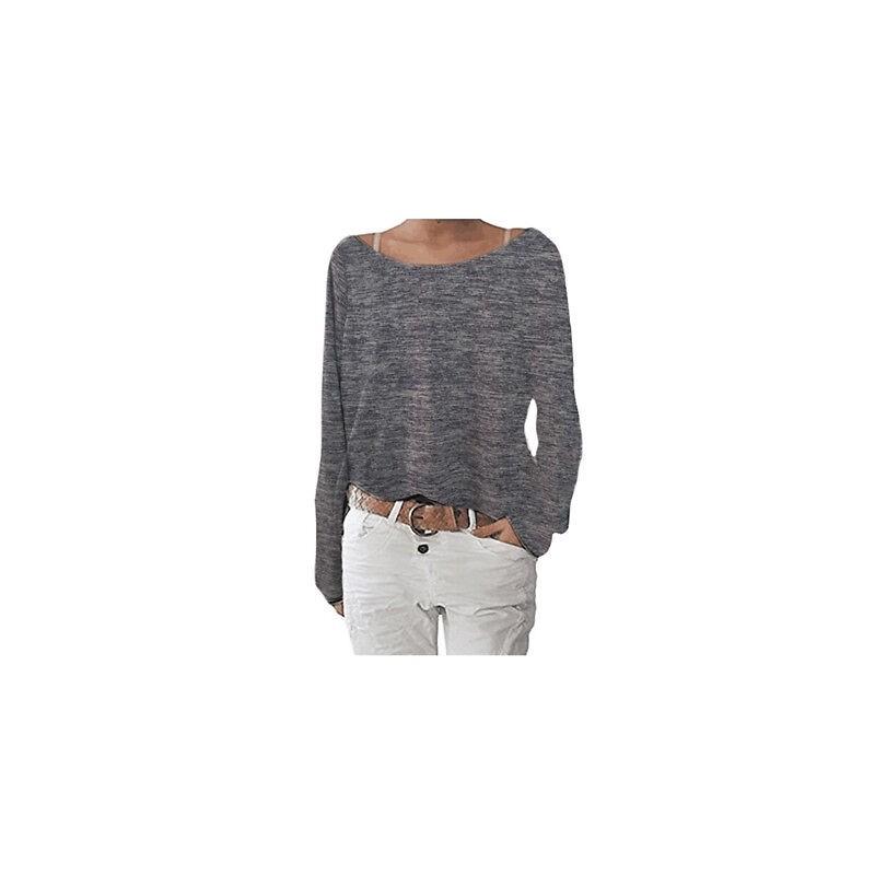 T-shirt in Cotone da Donna con Girocollo Manica Lunga Vestibilità Casual Morbido Comfort