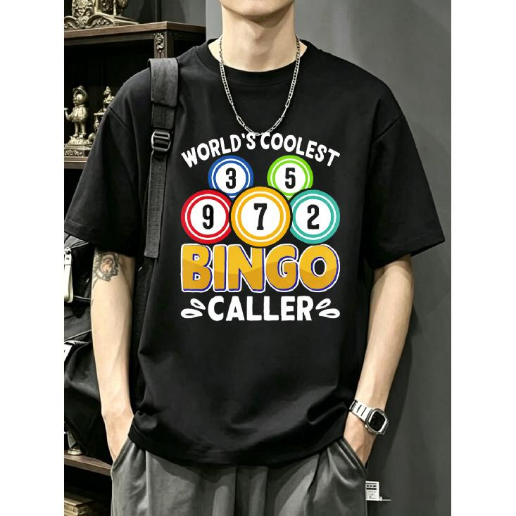 Bingo Caller with Number Balls Print - Round Neck Casual Shirt Suitable for Parties, Bingo Nights & Themed Events, Machine Washable Bingo Game Attire S чёрный