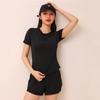 Quick-drying mesh stitching anti-light sports women's summer loose running loose high-waisted yoga clothes short-sleeved set