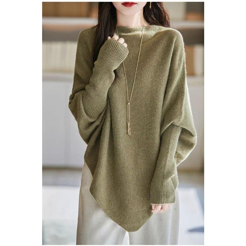 DIMANAF 2025 Autumn Winter Women Sweaters Pullover Tops Knitted Basic Tees Sweater Bat Sleeve Loose