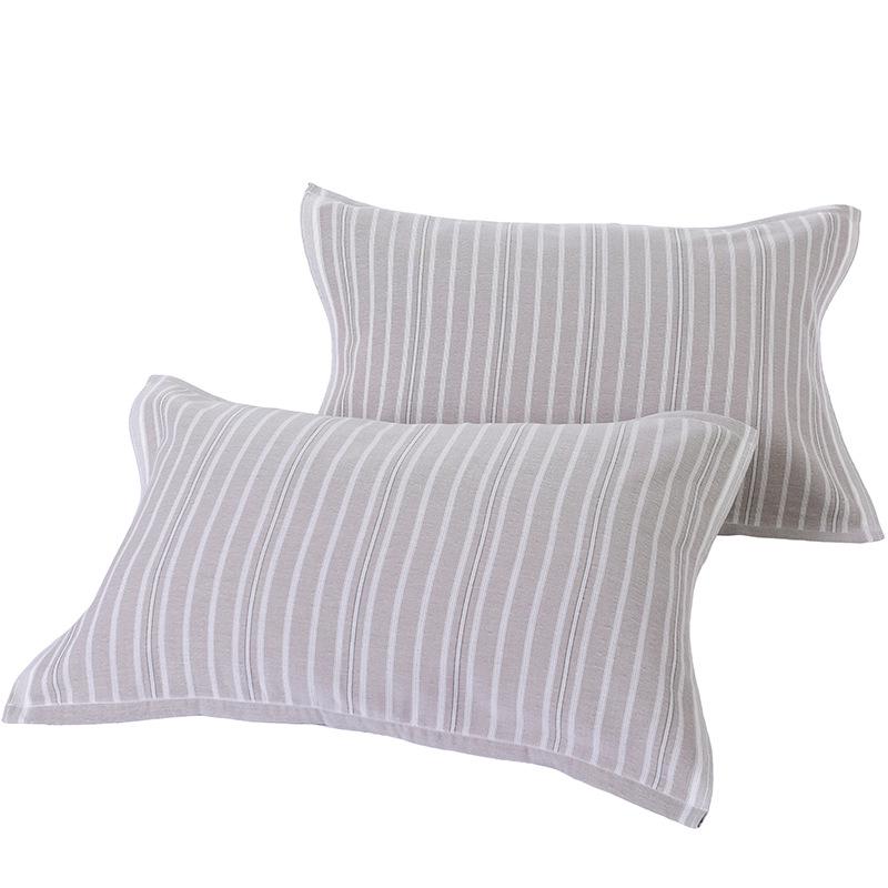 Universal Pure Cotton Multi-layer Gauze Pillowcase with Double Layer Fine Stripes for Adults