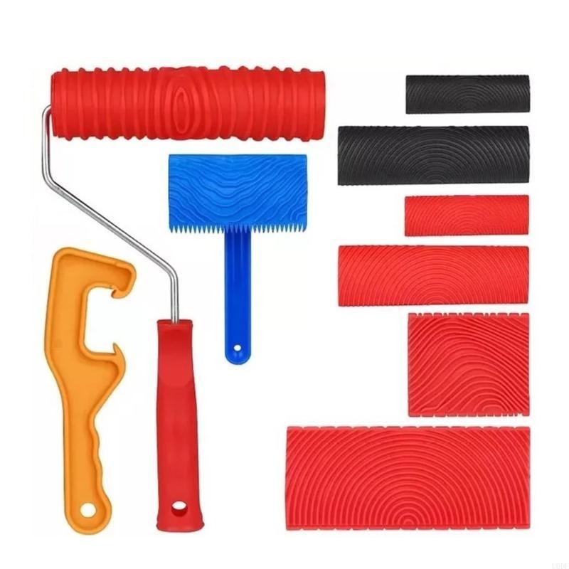 Artistic Wooden Texture Rubber Roller Efficient Paint Application Home Decor Tool