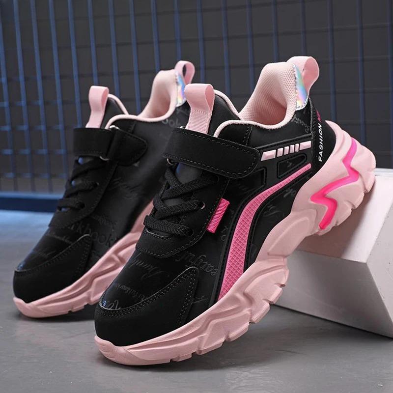 Çocuklar Rahat Pembe Kız Deri Ayakkabı Moda 7-15y Hafif Koşu Genç öğrencinin Çocuk Spor Kız Ayakkabısı NBGAGA