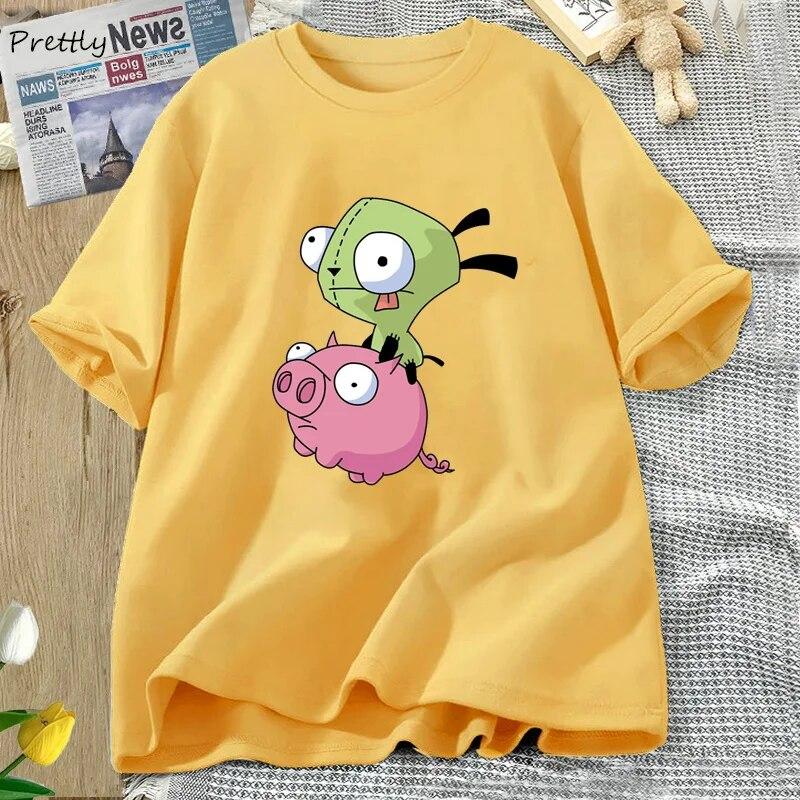 

Kawaii Cartoon Invader Zim T-Shirt Women Cotton Gir Riding Pig Tees Tops Movie Harajuku Anime T-Shirt Graphic Tee Tshirt Clothes Unisex 4XL