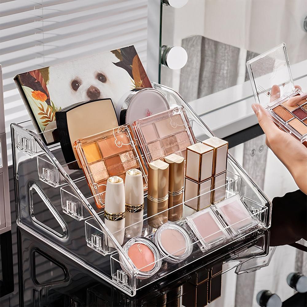 Clear Ladder Design Multilayer Makeup Organizer Durable Storage Rack with Multiple Tiers for Cosmetics, Makeup Brush Storage