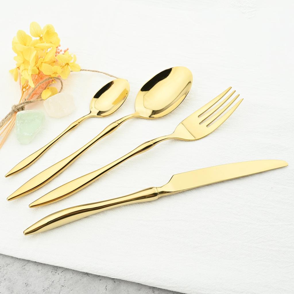 24Pcs/Set Knife Fork Tea Spoon Tableware Vintage Dinnerware 304 Stainless Steel Cutlery Set Party Kitchen Silverware Flatware Set