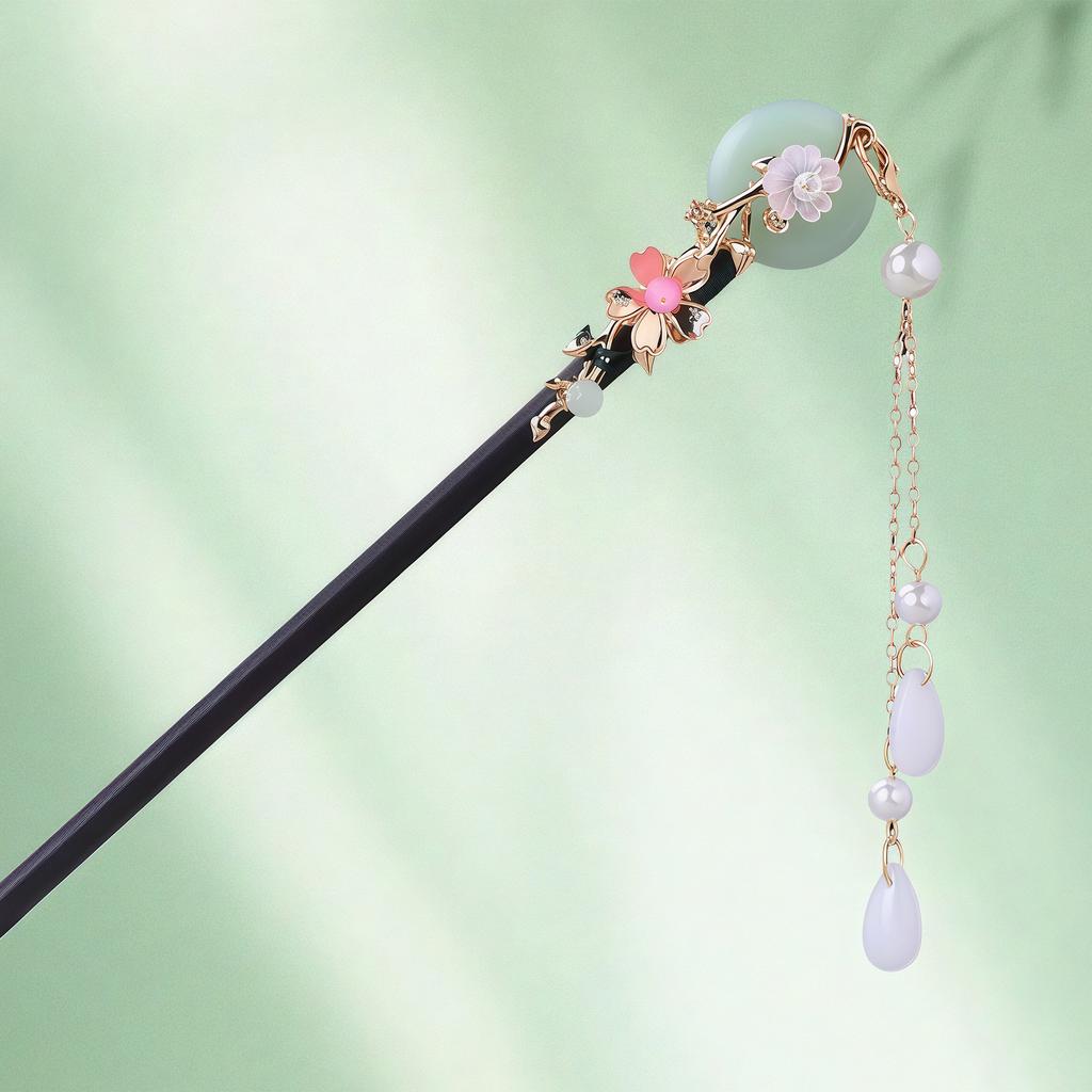 Exquisite Flower Tassel Wooden Hairpin Retro Chinese Style Handmade Floral Hair Stick Vintage Girls Women Hanfu Hair Accessories