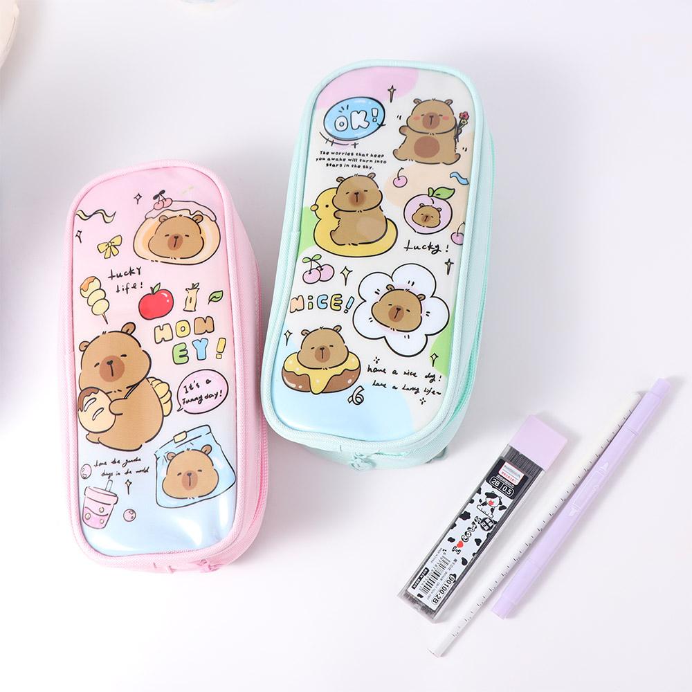 Desktop Storage Cartoon Capybara Stationery Bag Cartoon PVC Pencil Pouch  Children