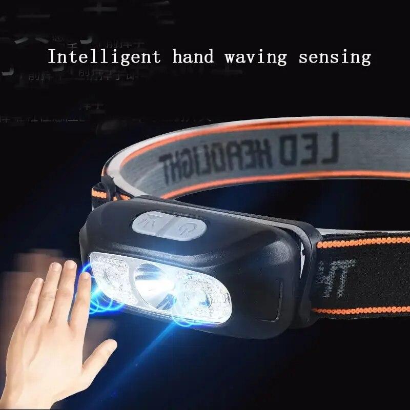LED COB Induction Headlamp USB Rechargeable Sensor Work Head Light Outdoor Waterproof Camping Fishing Torch Headlights