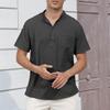 Summer New Men's Lightweight Cotton Linen Short Sleeve Henley Neck T-shirt - Breathable Casual Solid Color Tops Basic Style Tees