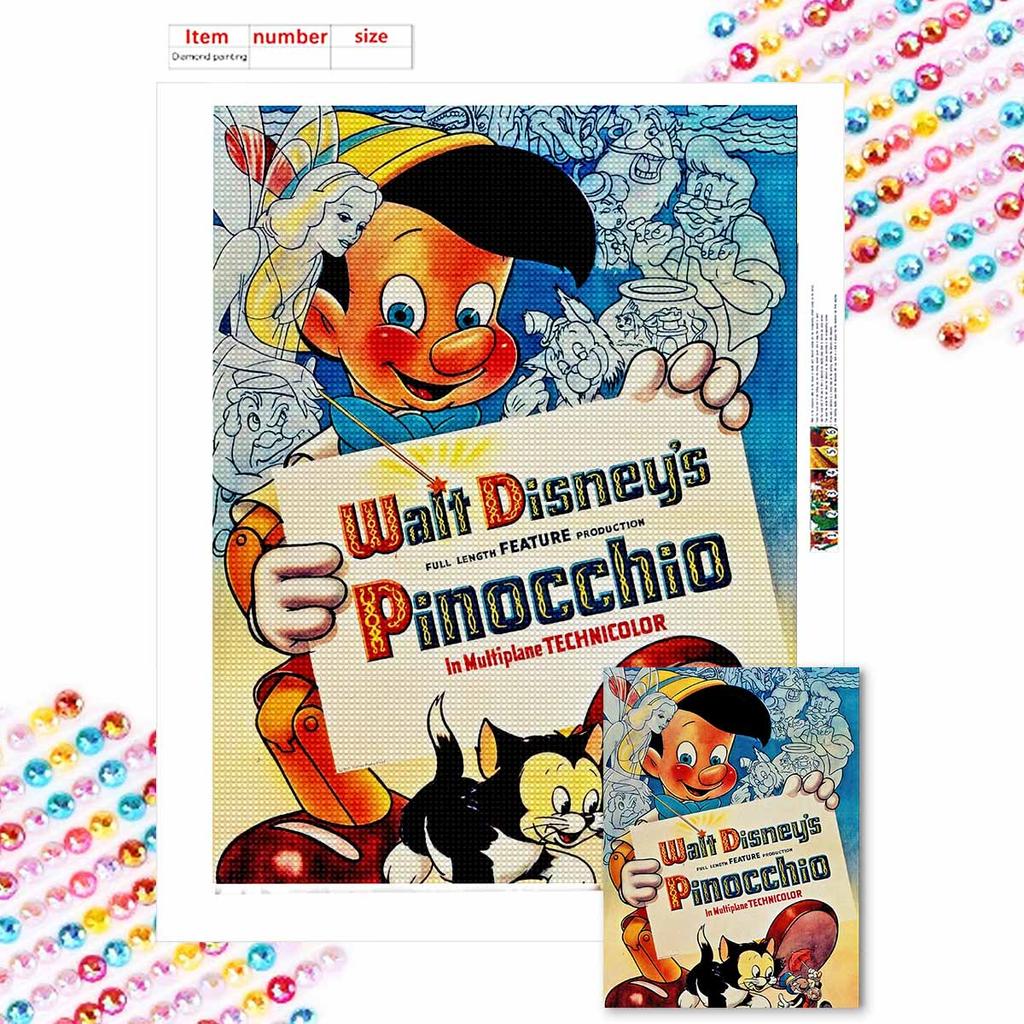 5D Diy Diamond Painting Pinocchio and The Elf Full Drill Rhinestones Mosaic Embroidery Handmade Products Home Decor Gift