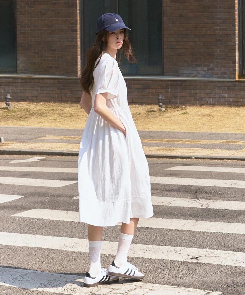 Deuloupisumeon Puff Sleeve Short Sleeve Long Dress [Sky Blue]