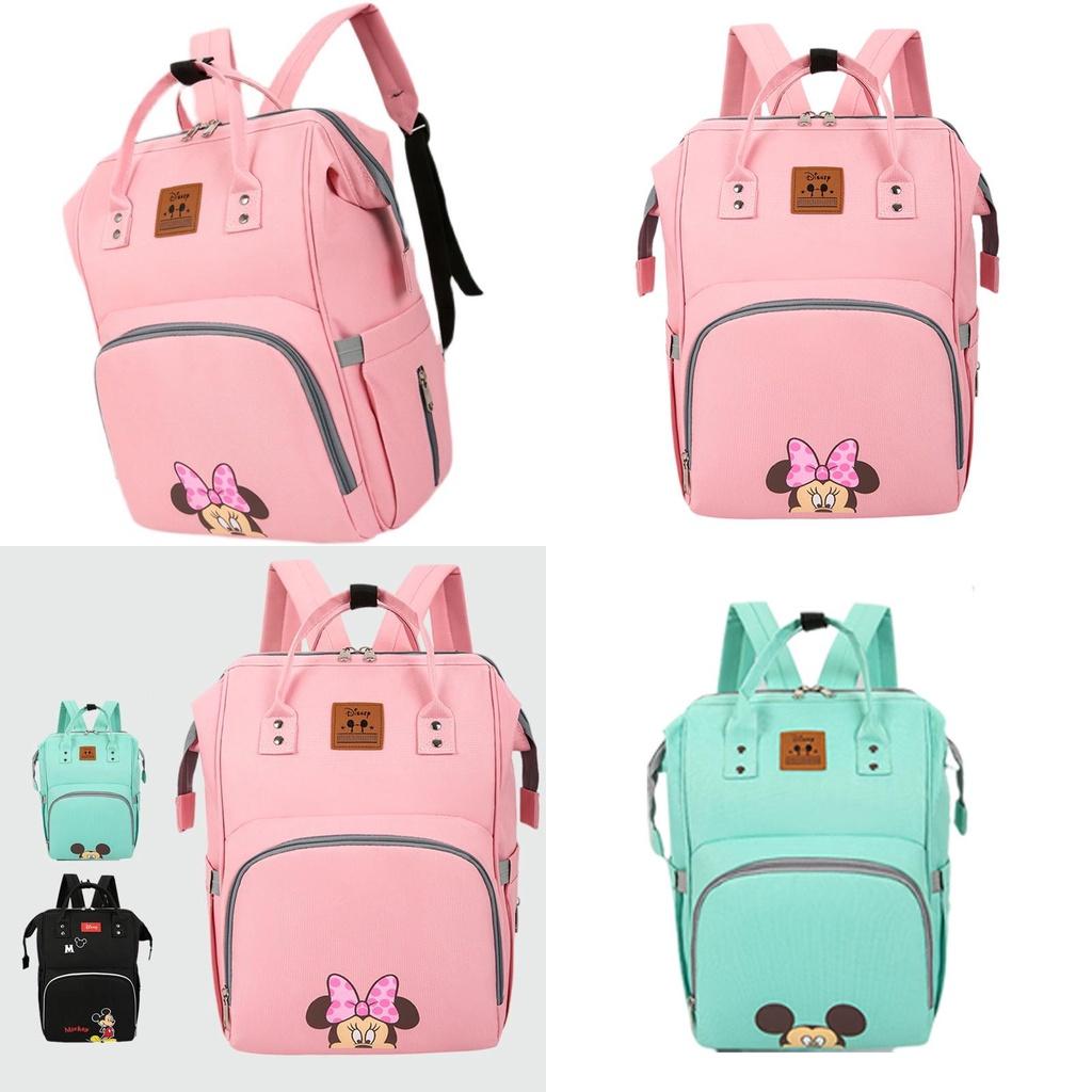 Stilvoller und robuster Oxford-Wickelrucksack für Mütter und Väter mit großem Fassungsvermögen und Mickey Mouse-Motiv