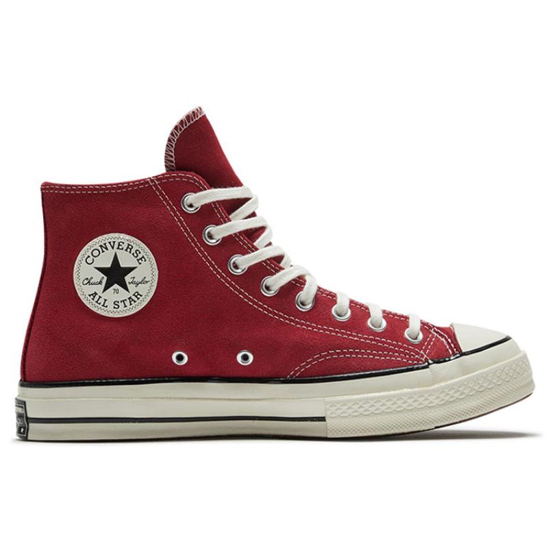 Converse 1970s Chuck Vintage Suede High Top Canvas Shoes Unisex Red and White