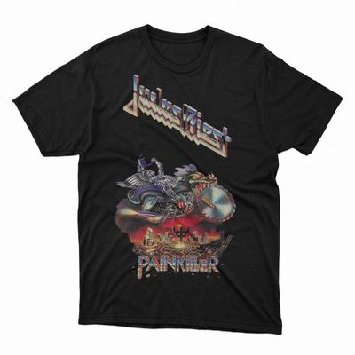 1990 Judas Priest Painkiller Shirt Heavy Metal Band Unisex Grafik T-Shirts Damen Unisex Vintage Musik Baumwolle Kurzarm