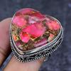 Natural Copper Red Coral Gemstone 925 Sterling Silver Jewelry Ring Size 9 ETC-13887