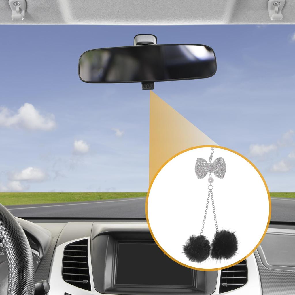 Partuto 1 Piece Artificial Crystal Bow Mink Hair Car Rear