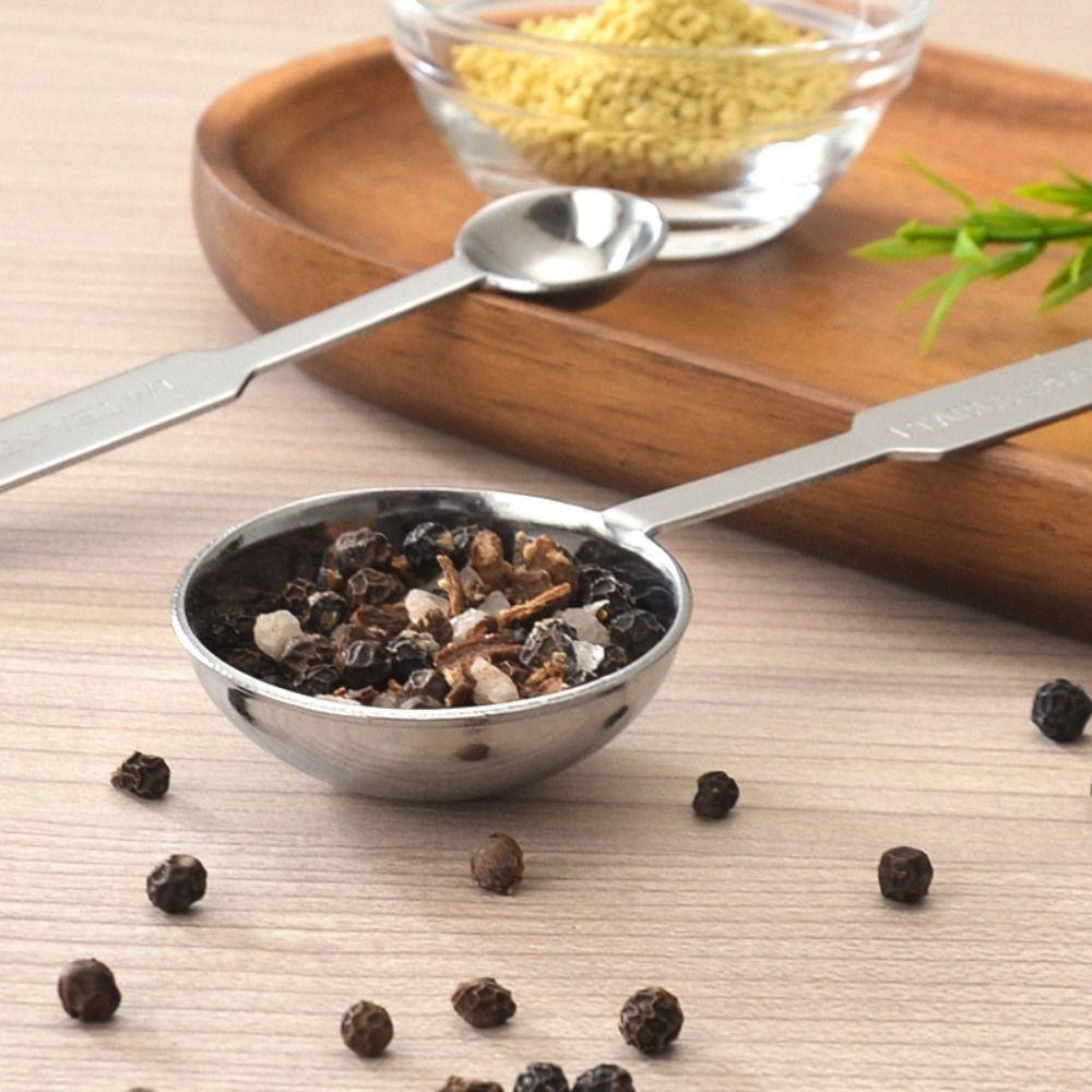 4Pcs Long Handle Measuring Cups Set Stainless Steel Coffee Sugar Scoop  Measuring Scale