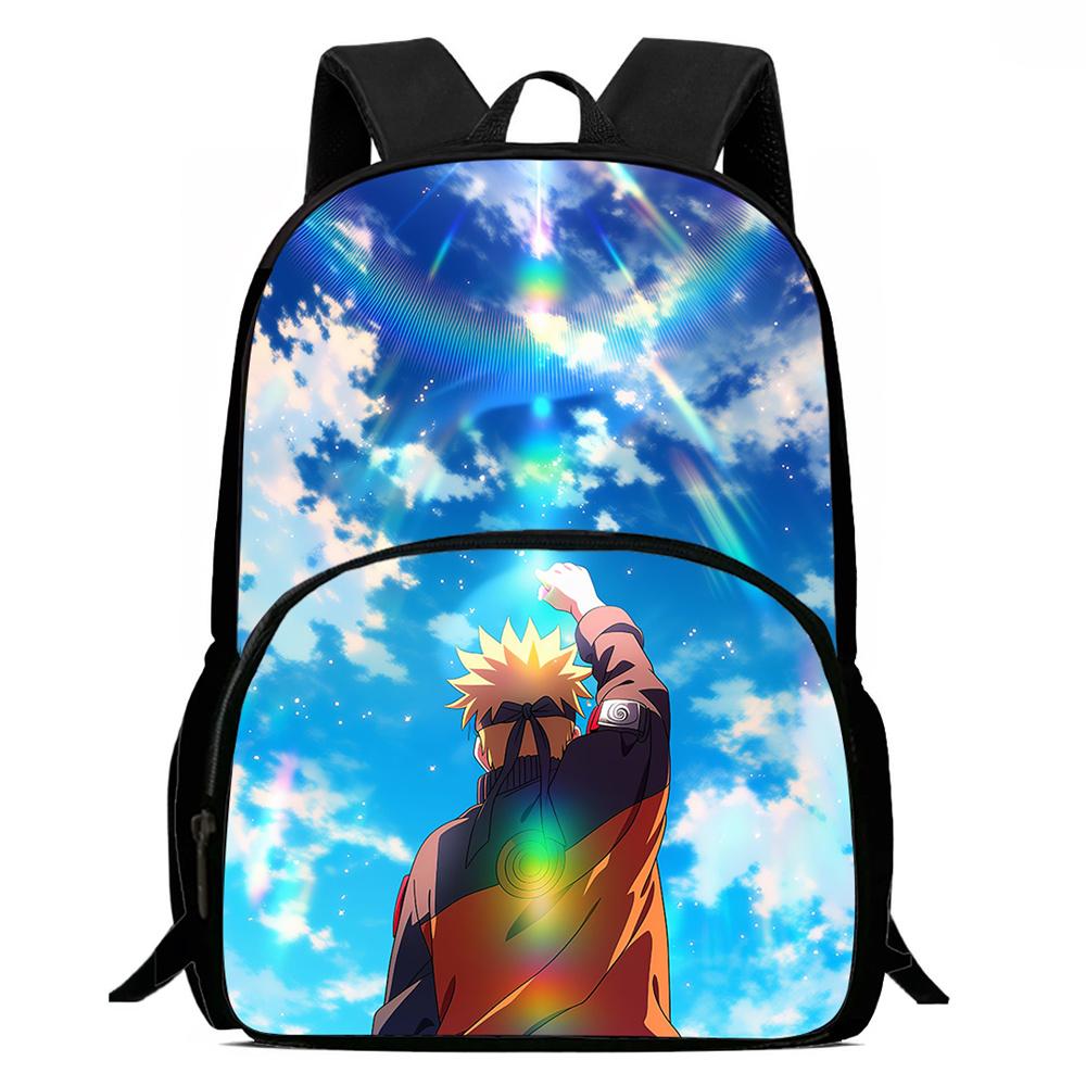 Cartoon NARUTO Pattern Lightweight Backpack With Front Pocket Adjustable Shoulder Strap Unisex Suitable For Children Age 6-10