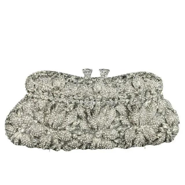 

Boutique De FGG Flower Evening Bags and Clutches, Formal Rhinestone Clutch Purse, Women Wedding Party Crystal Clutch Handbags Mini Clutch
