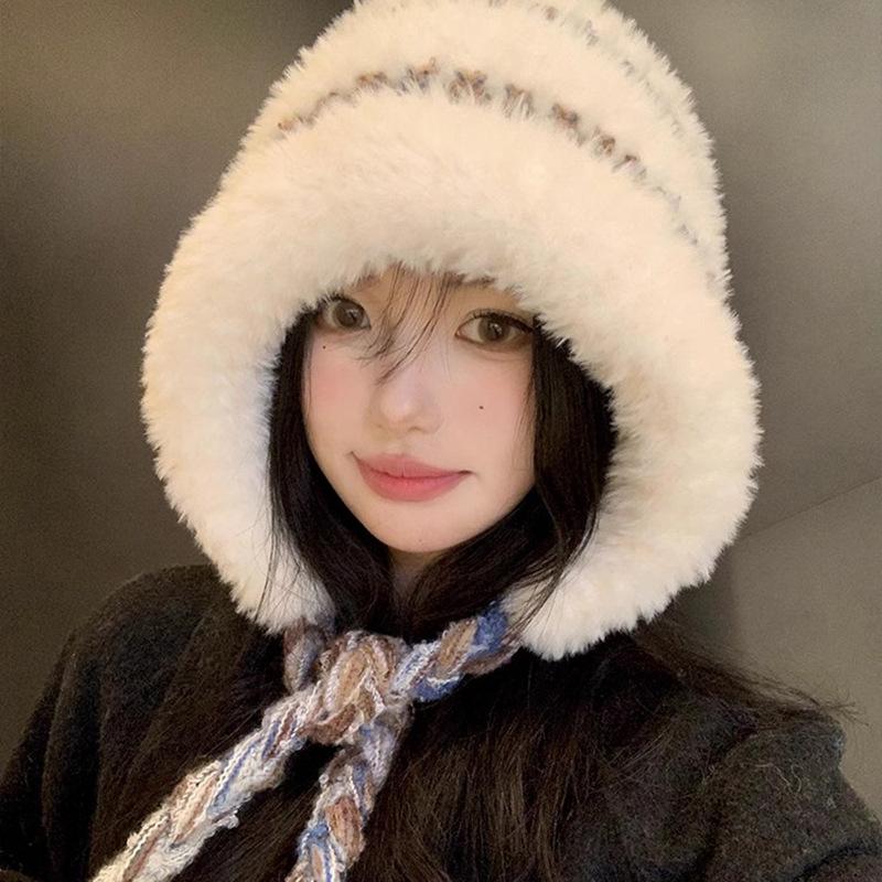 Big Head Circumference Plush Face Small Ear Protector Wool Hat Autumn and Winter Warm and Cold-proof Lei Feng Hat Versatile Knitted Hat